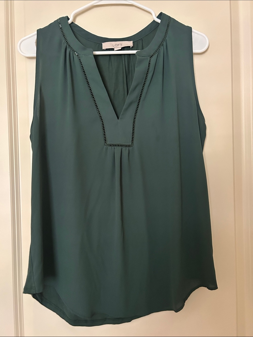 LOFT Teal Green Sleeveless V-Neck Shell Top